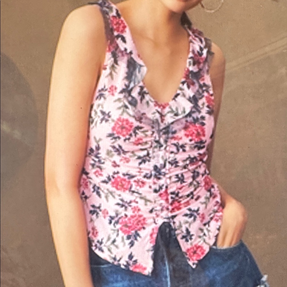 Maeve Tie-Front V-Neck Top